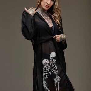 Black Kimono, Skeleton Lovers Kimono, Eternal Embrace, Skeleton Robe ...