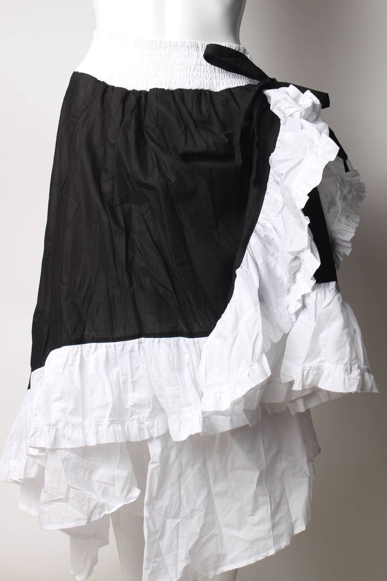 black and white ruffle skirt, steam punk skirt, long skirt, long ruffle skirt, boho, flamingo skirt, ruffle, ruffled skirt, cotton skirt image 5