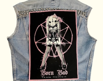 born bad, bunny, back patch, bunny patch, cloth patch, canvas patch, goth patch, punk, patch, diy, pastel goth, nugoth, cute, bunny patch