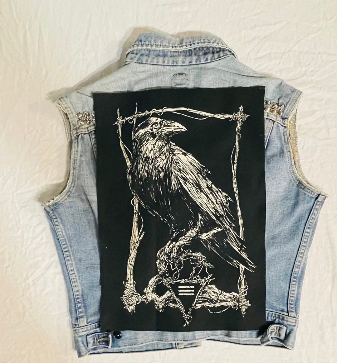Raven, Back Patch, Raven Patch, Canvas Back Patch, Cloth Patch, Canvas