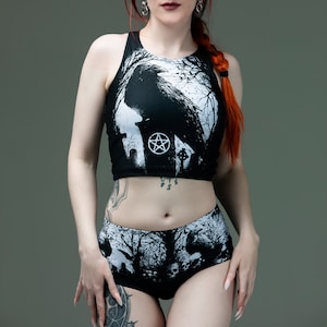 Ravens, swimwear, raven, crow, crow swim suit, witchcraft, swimsuit, swim, active wear, nugoth, occult, swim set, swimwear, goth, punk,
