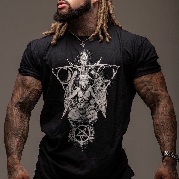 Baphomet T-Shirt Goat Satan Black Magic Lucifer Occult Tee Baphomet T-Shirt Goat Satan Black Magic Lucifer Occult Tee