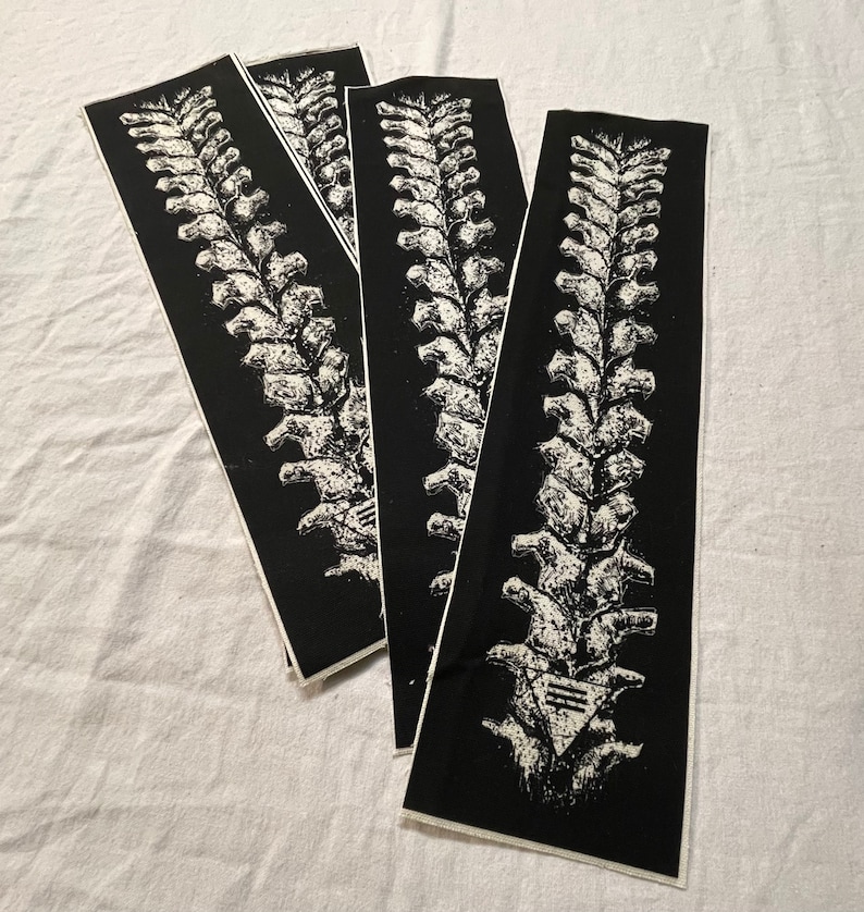 spine back patch, spinal column, skeleton patch, bones patch, cloth patch, badge, back patch, canvas back patch, skeletons, goth, goth patch image 10