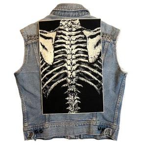 ribcage back patch, ribcage, skeleton patch, bones patch, cloth patch, spine, back patch, canvas back patch, skeletons, goth, goth patch