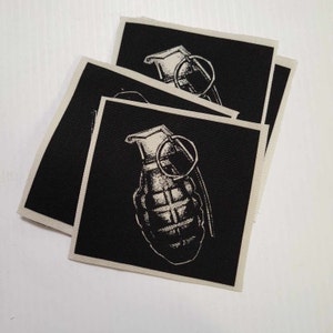 Grenade, patch, canvas patch, cloth patch, Grenade patch, weapon patch, diy, punk patch, kaboom , rebel, rebellion, punk, riot image 5