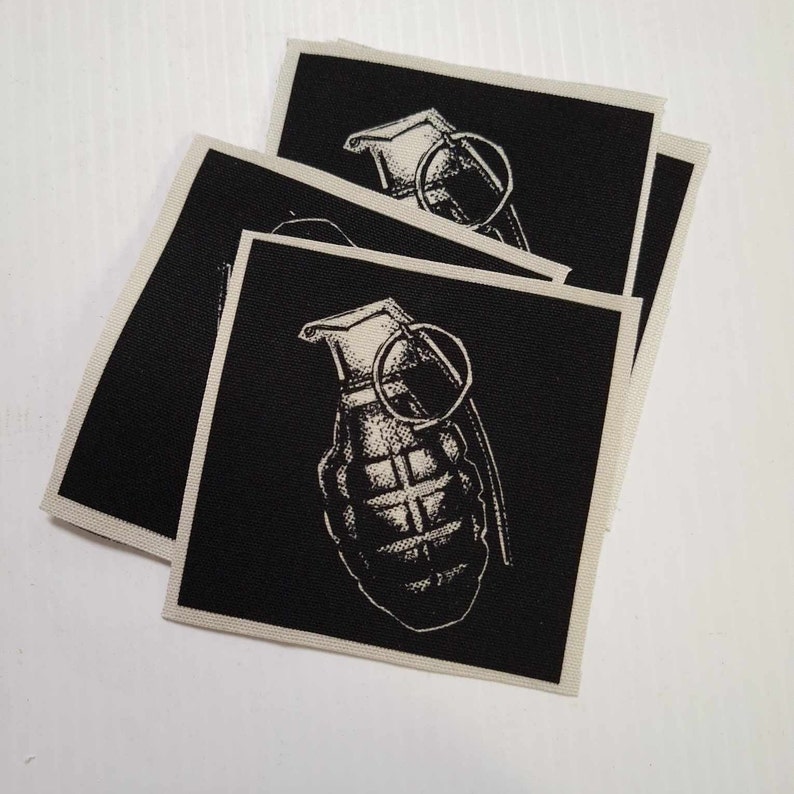 Grenade, patch, canvas patch, cloth patch, Grenade patch, weapon patch, diy, punk patch, kaboom , rebel, rebellion, punk, riot image 5