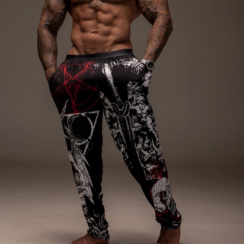 666, Comfy Pants, Satanic, Satan, Baphomet, Bat Cat, Satanic Pants, Pjs ...