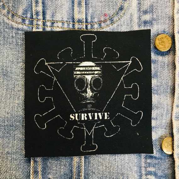 Survive, V, Cloth Patch, Canvas Patch, Cotton Patch, Fabric Patch, Punk  Patch, Battle Vest, Gas Mask, Survival, Industrial, Mask, Punk 