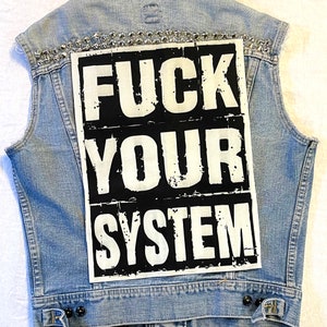 va te faire foutre, patch arrière, patch arrière en toile, patch en tissu, patch fuck, patch fuck back, bricolage, patch punk, va te faire foutre, rebelle, rébellion, punk