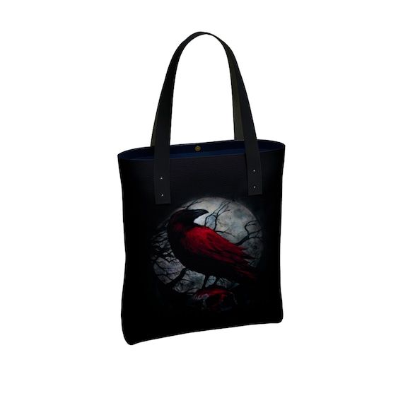 Blood Raven, raven bag, raven tote, raven, crow, gothic bag, gothic tote, gothic purse, witchcraft, witch, goth, gothic, occult bag, occult