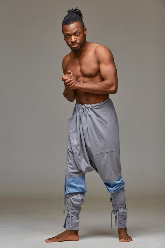 Wrap Front Boho Men's Black Harem Pants | Wholesale Boho Clothing