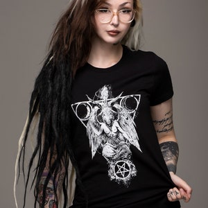 Baphomet, womens tee, womens shirt, occult tee, satanic tee, goth tee, satan, Lucifer, black tee, witchcraft, witch, devil, as above,