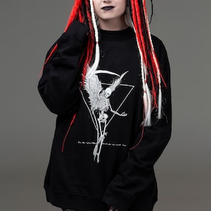 Sensenmann, Sweatshirt, Death, Occult, Sense, dunkler Engel, Skelett Engel, the reaper, goth, gothic, goth sweatshirt, okkulter pullover, schwarz