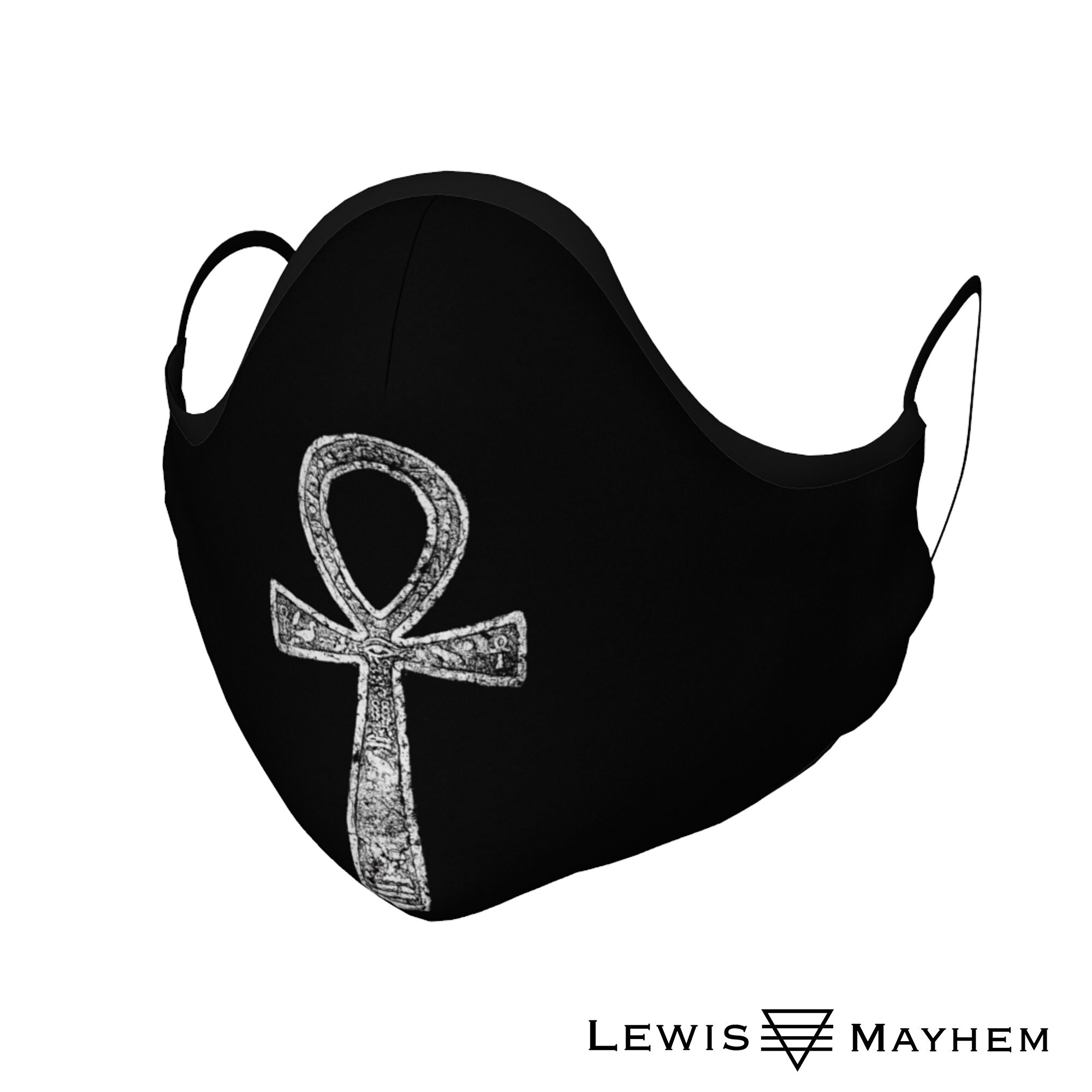 maska na twarz, z dwoma filtrami, ankh, maska okultystyczna, maska, zmywalna, wielokrotnego użytku, maska podróżna, symbole okultystyczne, symbole, maska ankh, maska dla dorosłych