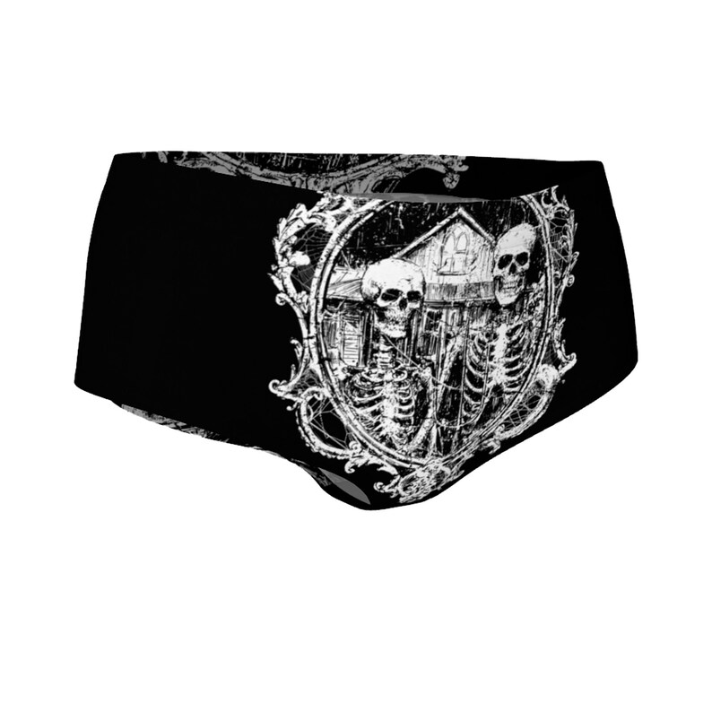 American Gothic, mini shorts, occult clothing, skeletons, skeleton booty shorts, booty shorts, shot shorts, skull, occult clothing, gothic image 5