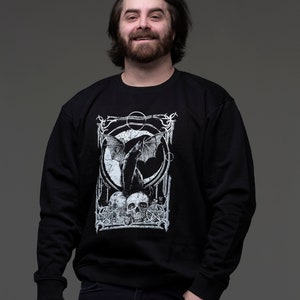 moon kitty, moon kitty sweatshirt, occult sweat shirt, cat clothes, cat sweatshirt, witchcraft, witch cat, bat cat, cat with wings, kitty