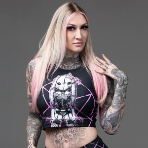 Bad Bunny, crop, goth crop top, born bad, sexy bunny, active wear, yoga, goth, nugoth, nugoth, punk, crop top, occult, pastel goth, alt
