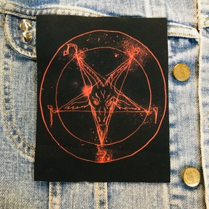 Satanisch rot, Stoff Aufnäher, Canvas Aufnäher, Baumwolle Aufnäher, Stoff Aufnäher, Punk Aufnäher, Kampfweste, Satan, Baphomet, Pentakel, Luzifer, Hexerei