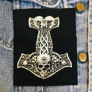Thors hammer, cloth patch, canvas patch, cotton patch, fabric patch, punk patch, battle vest, viking, Thors hammer patch, norse, Thor, DIY