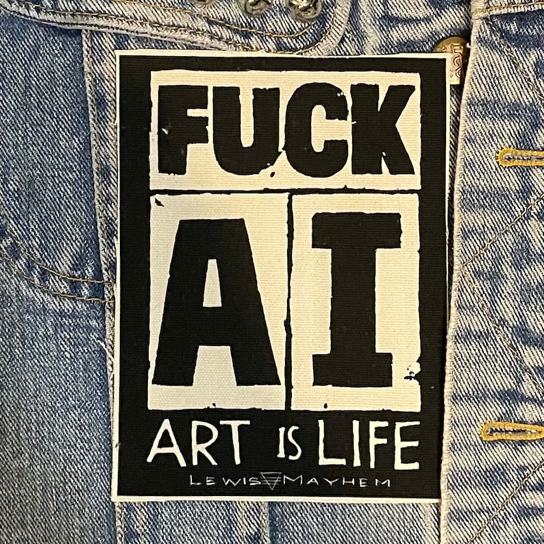 fuck AI , cloth patch, canvas patch, cotton patch, fabric patch, punk patch, DIY, political punk, punk patches, punk, fuck image 1