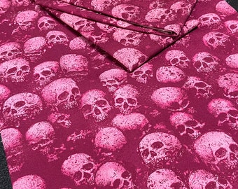 skull print fabric, designer fabric, skull print, all over print, skull fabric, battle vest, side panel, gothic fabric, canvas patch, diy