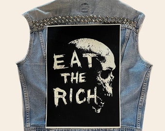 eat the rich, back patch, political punk, canvas patch, back patch,  punk patch, DIY, battle vest, revolt, revolution, punk back patch,