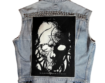 Skull with tentacles, back patch, tentacles, skull, tentacle, skull patch, canvas patch, punk patch, diy, metal, monster, kraken, patches