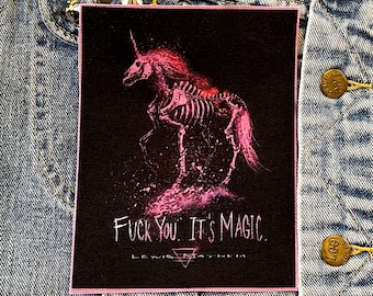 Ich liebe dich, seine Magie, Einhorn, Patch Aufnäher, Baumwolle, Stoff Aufnäher, DIY, Einhorn Aufnäher, Magie, pinkes Einhorn, pastell goth