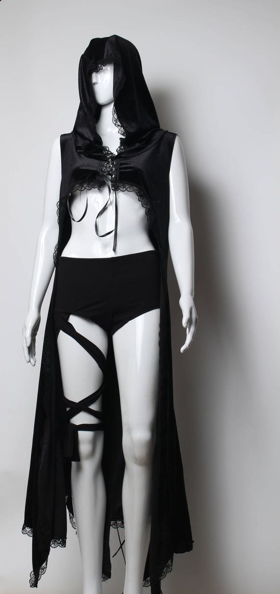 GlamManteau NoirCape Velours RougeVictorienGothiqueFemmeCourt MédiévaleVeloursDe Veste HE2ID9