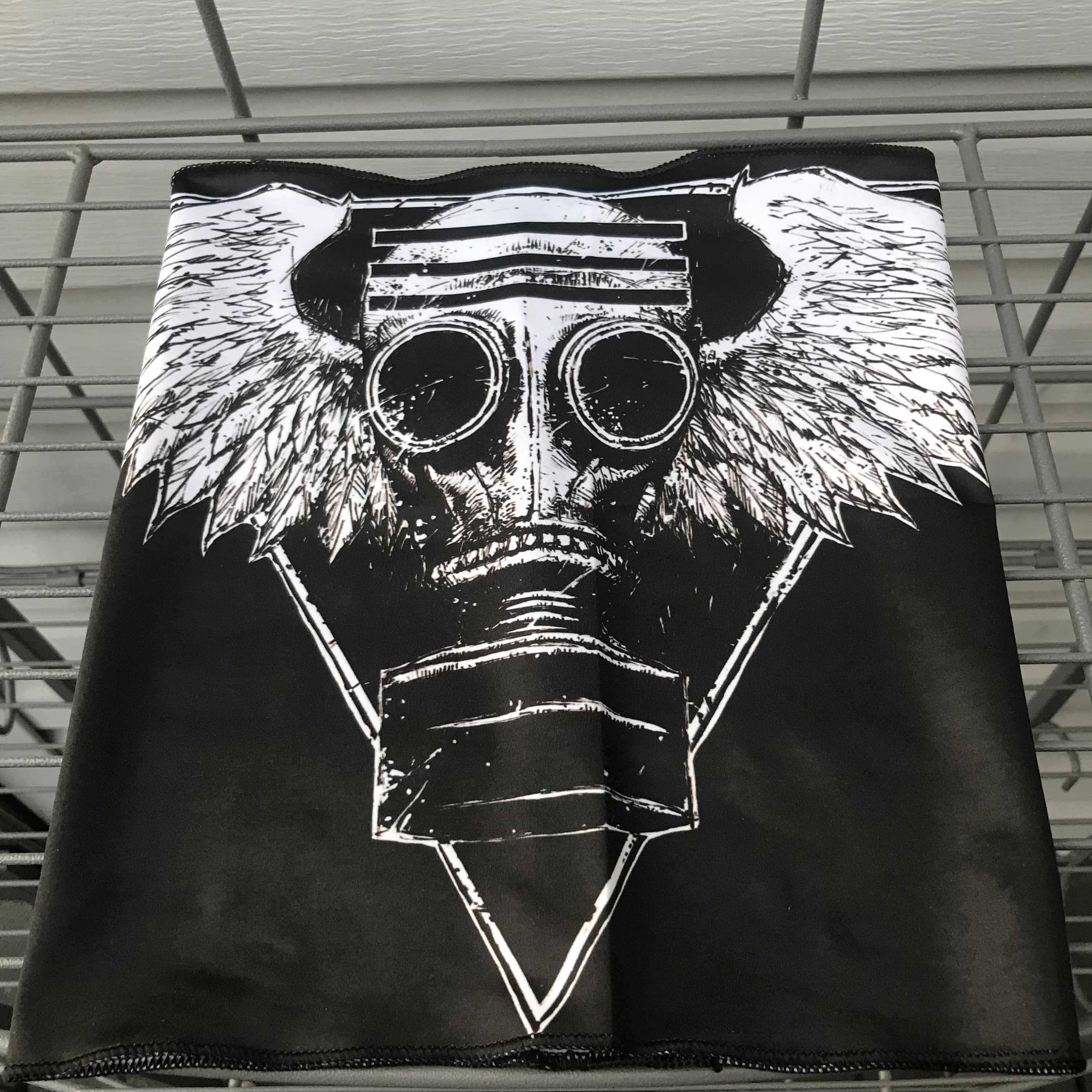 gas mask, bandana, headband, dust mask, wings, mask, neck cover, punk bandana, alternative, punk, gas mask with wings, angel wings, occult
