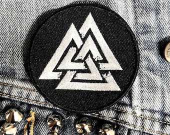 Valknut Patch, Valknut, triángulos entrelazados, vikingo, nórdico, paganismo germánico, Odín, símbolo nórdico, símbolo oculto, triángulo, parches, parche