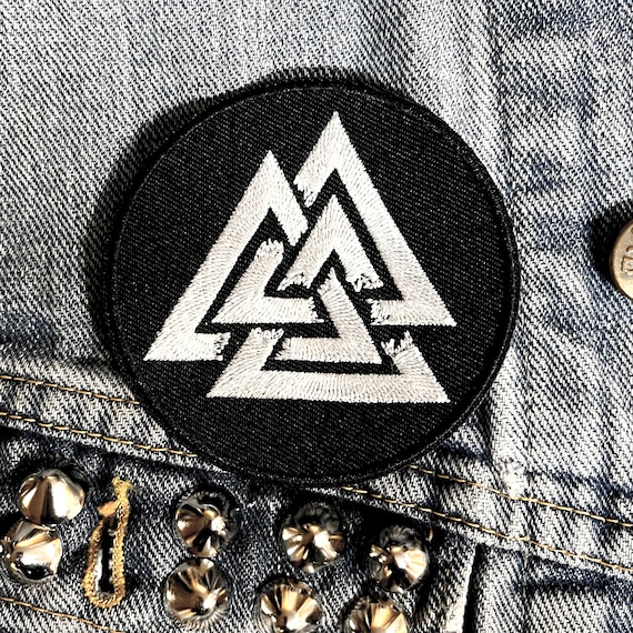 Valknut Patch, Valknut, interlocked triangles, viking, norse, Germanic paganism, Odin, norse symbol, occult symbol, triangle, patches, patch