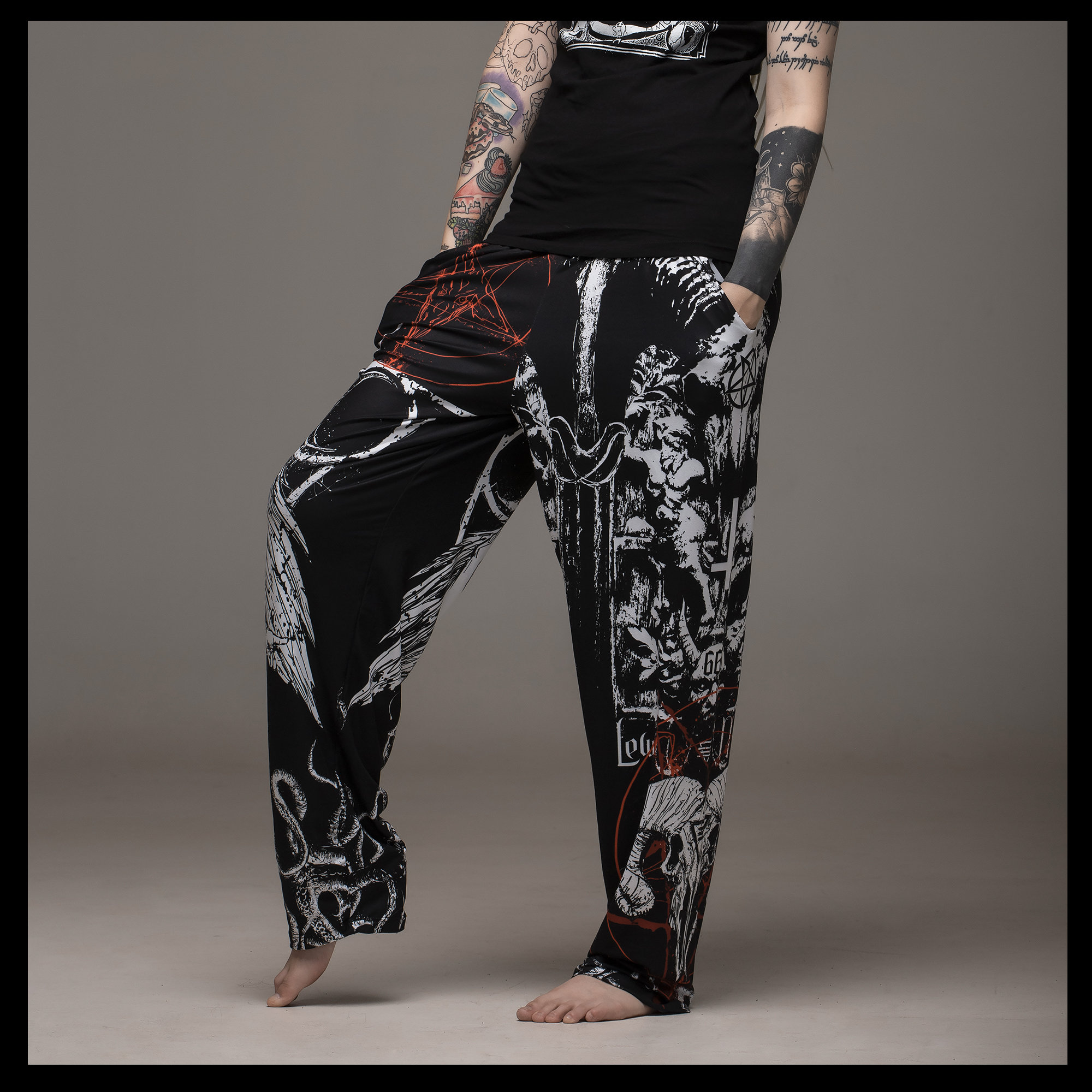 666, Comfy Pants, Satanic, Satan, Baphomet, Bat Cat, Satanic Pants, Pjs ...