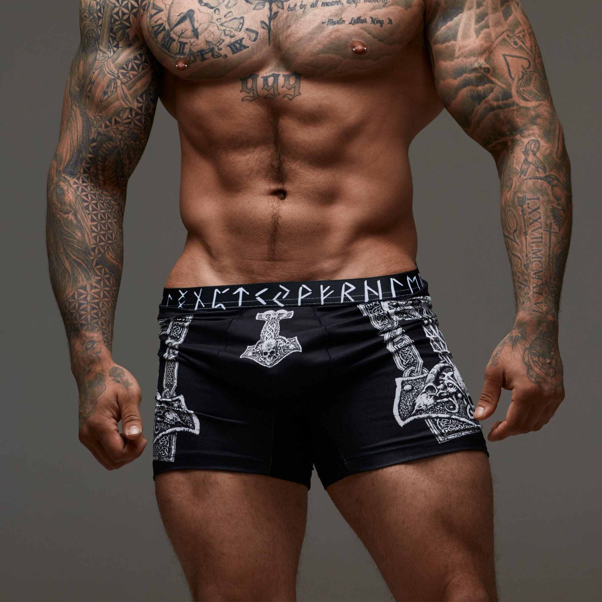 Thor's hammer boxers, Thors hammer, mens boxers, mens underwear, runes, boxer shorts, fitted boxers, goth men, viking, Mjölnir, boxers