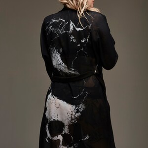 Bat Cat Kimono, Cat Robe, Cat, Black Cat, Cats, Cat Clothes, Sheer Robe ...