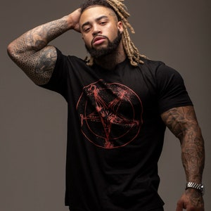 satanic, red, logo, mens shirt, baphomet tee, Goat of Mendes shirt, satan t shirt, occult t shirt,  baphomet tee, Baphomet, Satan, occult