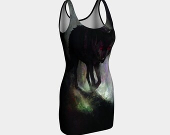 Lobo, body con, vestido de lobo, lobo, lobos, Nat Jones, lobo negro, ropa de lobo negro, ropa de lobo, lobos negros, manada de lobos, ropa alternativa