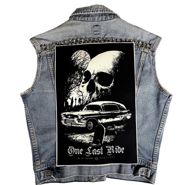 one last ride, hearse, back patch, hearse patch, gothic, goth, gothic patch, canvas patch, patches, cloth patch, rockabilly, 1957, badge,