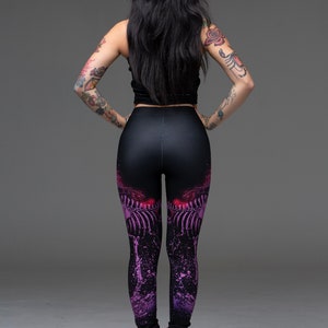 Unicorn leggings, yoga tights, unicorn, pink unicorn, skeleton, pastel goth, nugoth, pink goth, magical, unicorn yoga tights, active wear