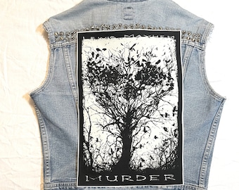 Murder of Crows, back patch, raven back patch, canvas back patch, cloth patch, canvas patch, goth patch, punk, patch, diy, crow patch, raven
