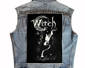 Witch back patch, witch, canvas patch, back patch, witchcraft, DIY, battle vest, goth, witchy, cloth patch, pentacle, nugoth, gothic, badge