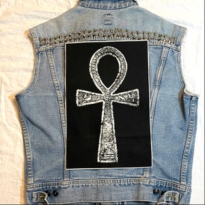 ankh, back patch, canvas patch, back patch, punk patch, DIY, battle vest, goth, witchcraft, cloth patch, Egyptian, death, symbols, occult