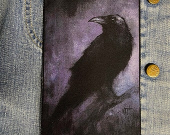 purple, crow, patch, crow patch, raven patch, ravens, raven, black bird, cloth patch, patches, canvas patch, diy, gothic, battle vest,