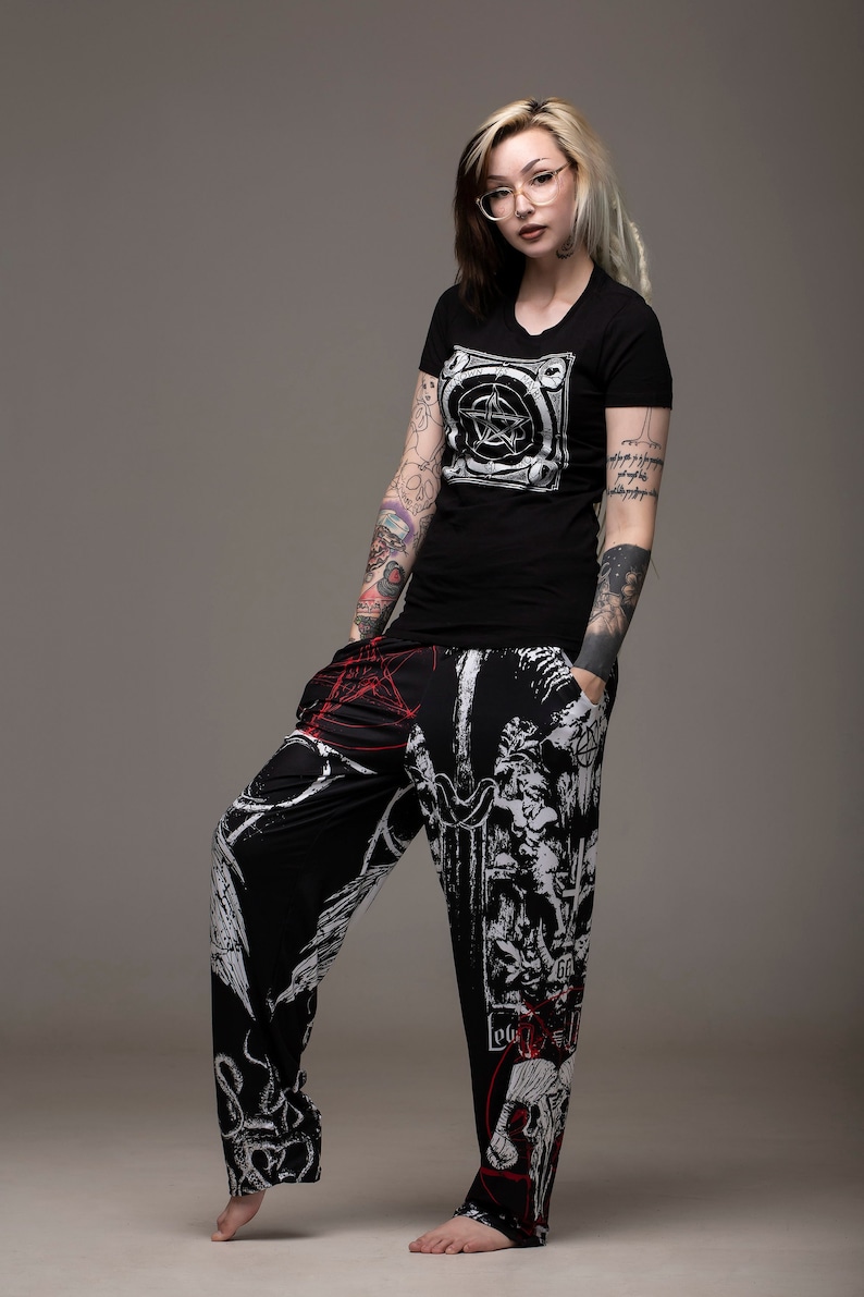 666, Comfy Pants, Satanic, Satan, Baphomet, Bat Cat, Satanic Pants, Pjs ...