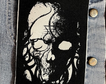 crâne avec tentacules, patch, patchs, patch en toile, tentacules, tentacule, kraken, crâne, patch crâne, patch punk, bricolage, gilet de combat, badge,