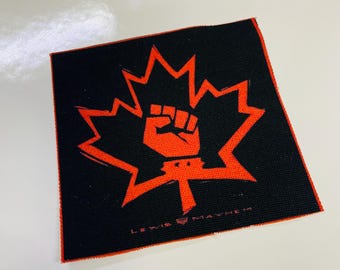 Canadian Revolution, patch, canvas patch, cloth patch, DIY,  punk patch, rebel, rebellion, punk, riot, revolution, fist, change