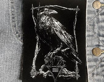 Parche de cuervo, parche de cuervo, parche de tela, parche de lona, parche de algodón, parche de tela, parche punk, bricolaje, gótico, cuervo, cuervo, pájaro negro, brujería