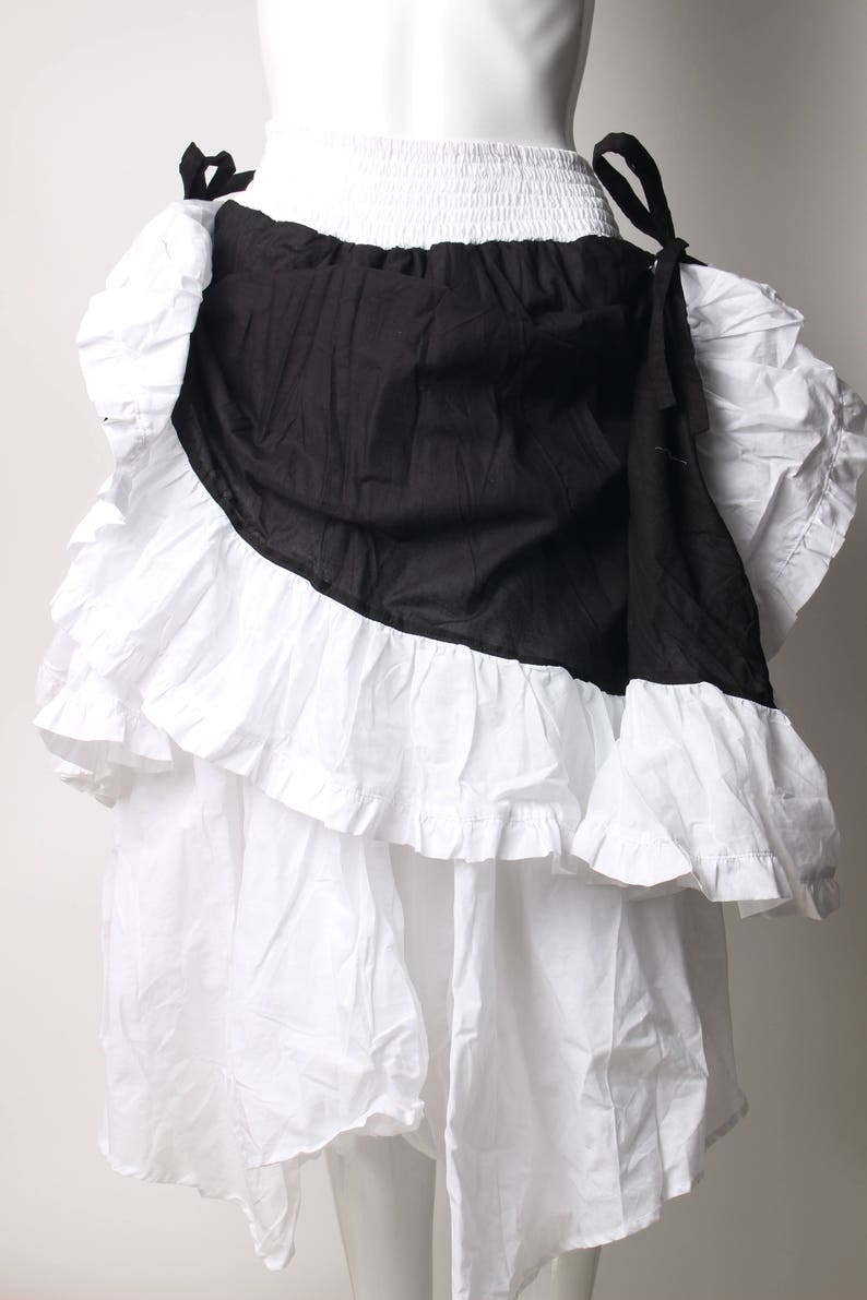 black and white ruffle skirt, steam punk skirt, long skirt, long ruffle skirt, boho, flamingo skirt, ruffle, ruffled skirt, cotton skirt image 3