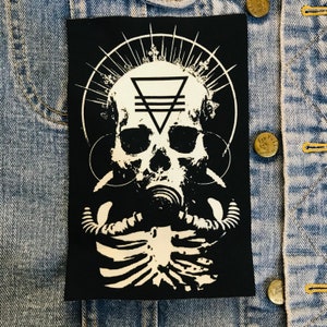 Cult Mayhem, cloth patch, canvas patch, cotton patch, fabric patch, punk patch, DIY, small patch, battle vest, skeleton patch, gas mask,
