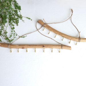 Set of 2 branch jewellery organisers, Wall hanging branches, Beech branches with hooks.